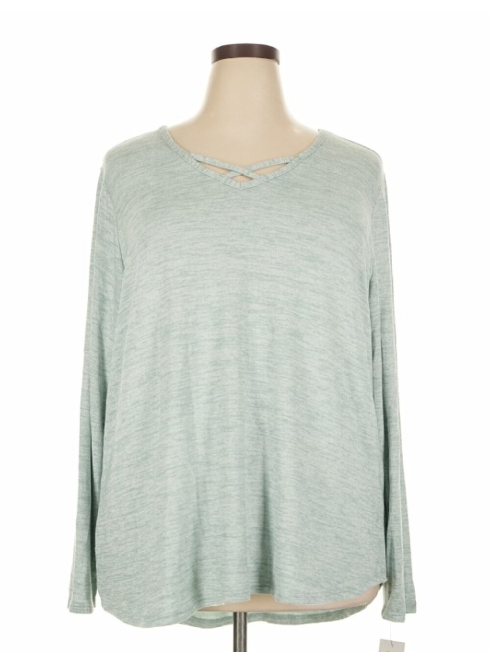 Sonoma 2x Plus New Mint Green Long Sleeve Crisscross V-Neck Top